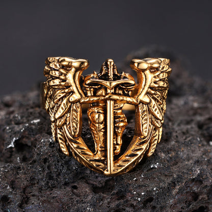 St. Michael Archangel Stainless Steel Hollow Ring