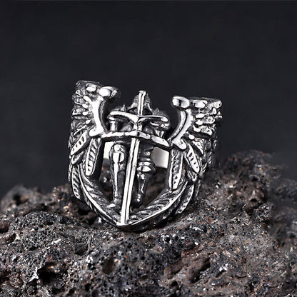 St. Michael Archangel Stainless Steel Hollow Ring