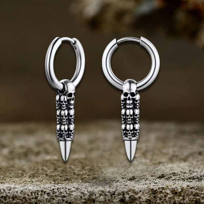 Stacked Skull Bullet Stainless Steel Earrings