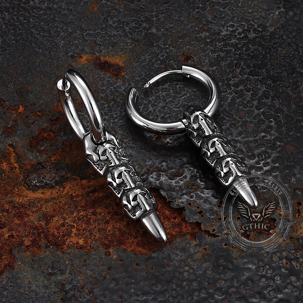 Stacked Skull Bullet Stainless Steel Earrings