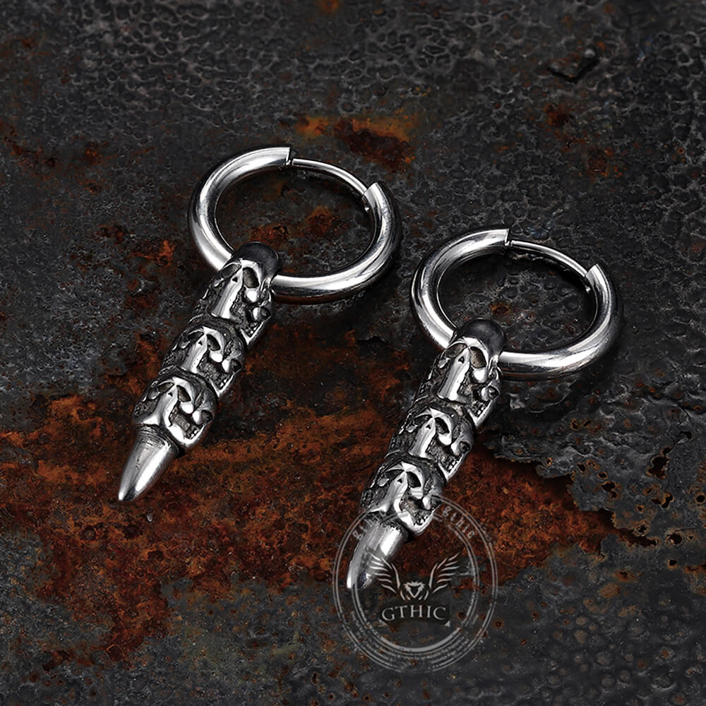Stacked Skull Bullet Stainless Steel Earrings