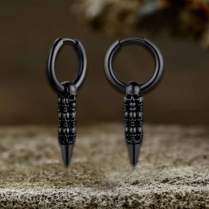 Stacked Skull Bullet Stainless Steel Earrings
