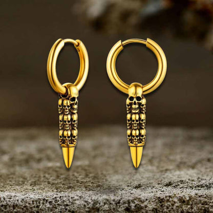 Stacked Skull Bullet Stainless Steel Earrings