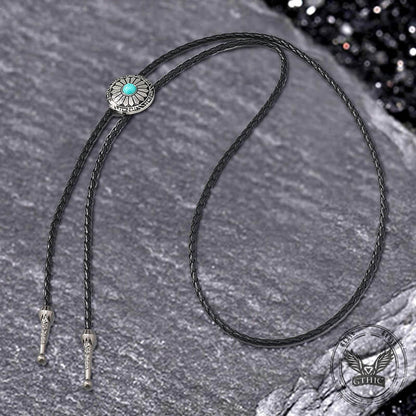 Sunflower Design Turquoise Alloy Bolo Tie
