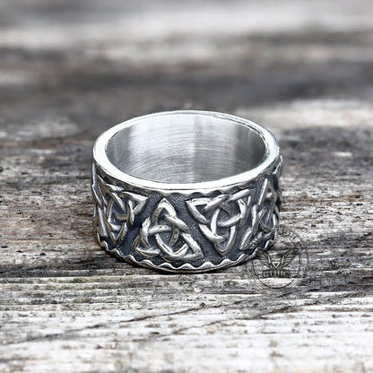Surrounded Celtic Knot Stainless Steel Viking Ring