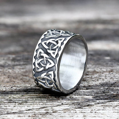 Surrounded Celtic Knot Stainless Steel Viking Ring
