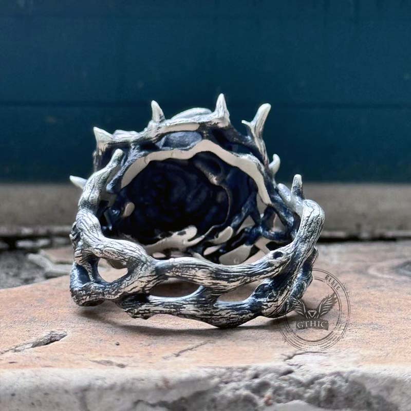 Thorns Vine Rose Sterling Silver Ring