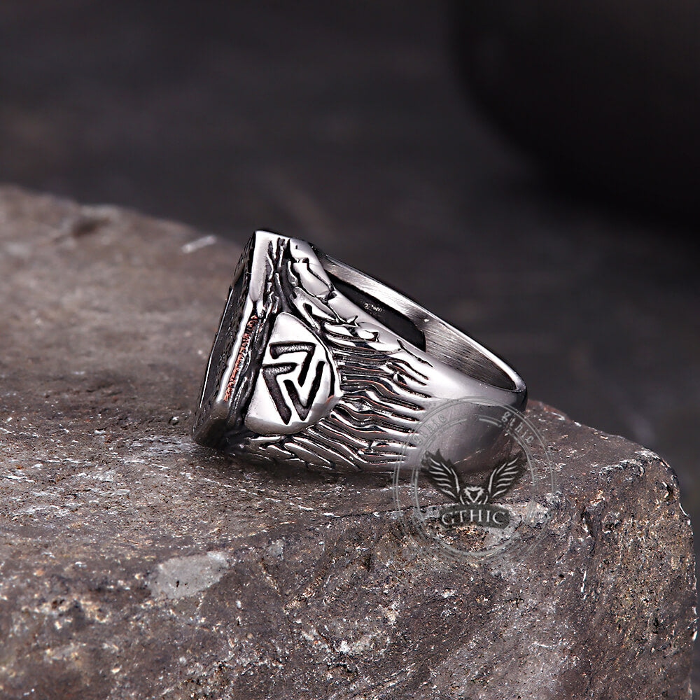 Tree of Life Vegvisir Rune Stainless Steel Viking Ring