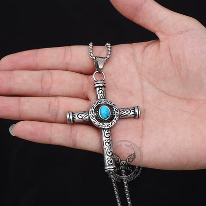 Turquoise Cross Stainless Steel Pendant