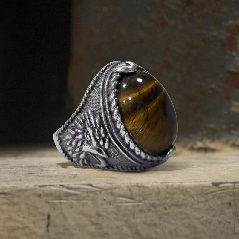 Turquoise Eagle Pattern Stainless Steel Ring