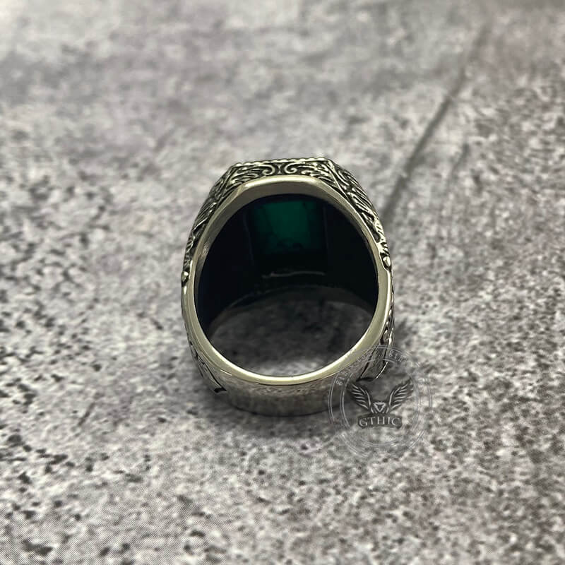 Turquoise Inlaid Stainless Steel Ring
