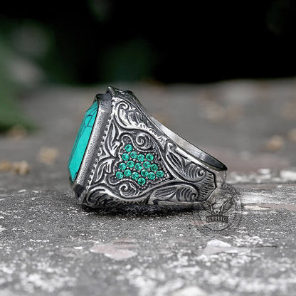 Turquoise Inlaid Stainless Steel Ring
