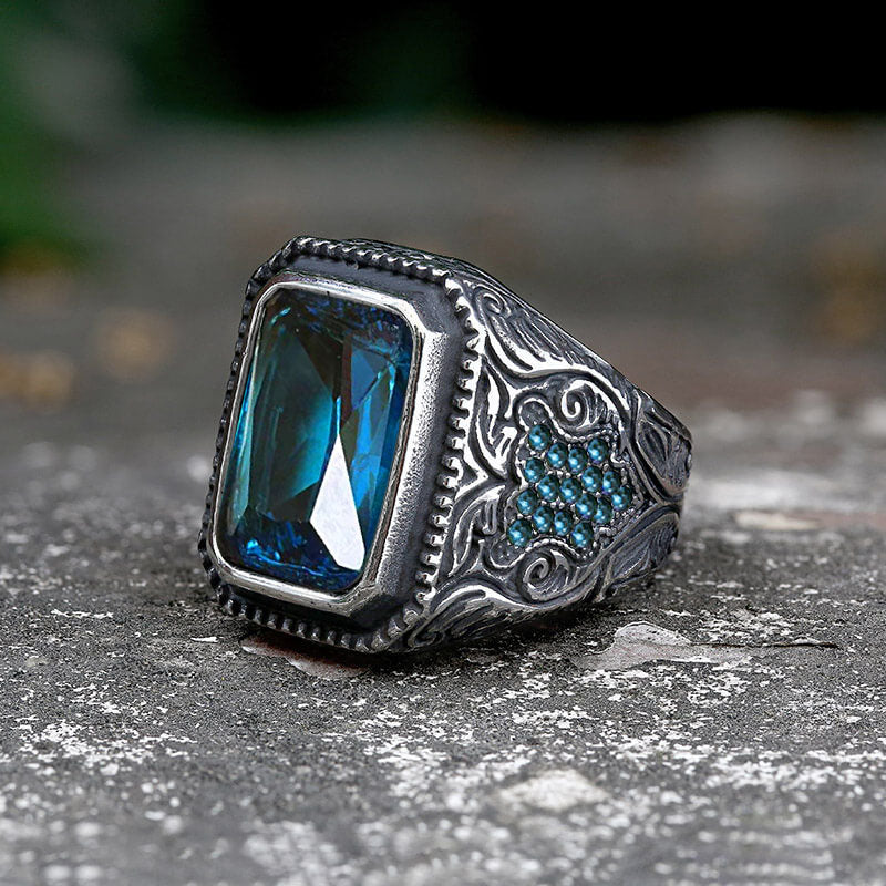 Turquoise Inlaid Stainless Steel Ring