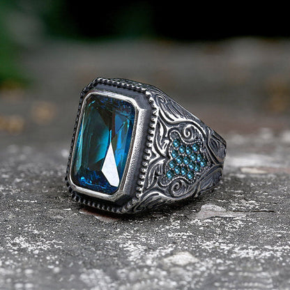 Turquoise Inlaid Stainless Steel Ring