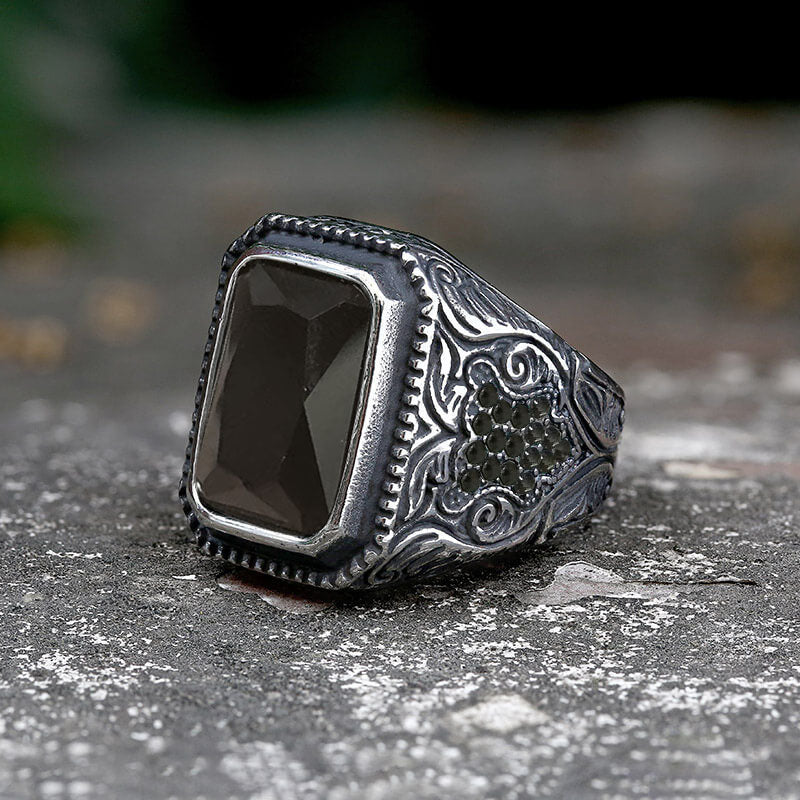 Turquoise Inlaid Stainless Steel Ring