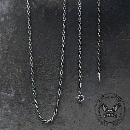Twisted Cord Braided Sterling Silver Necklace