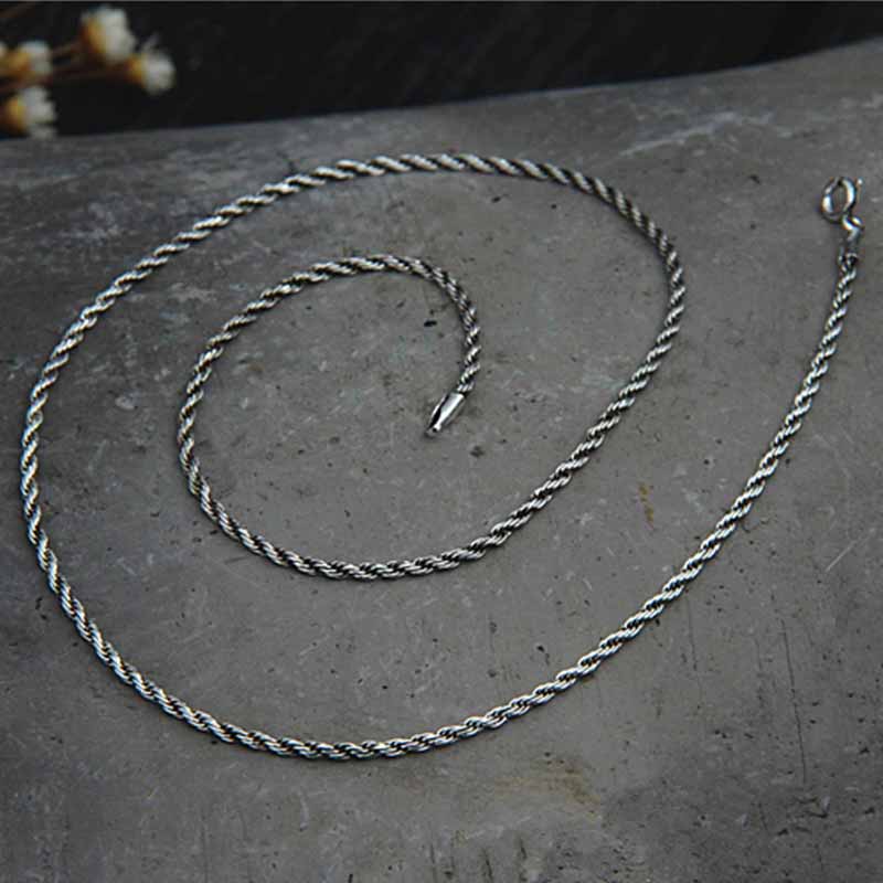 Twisted Cord Braided Sterling Silver Necklace