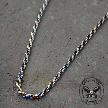 Twisted Cord Braided Sterling Silver Necklace