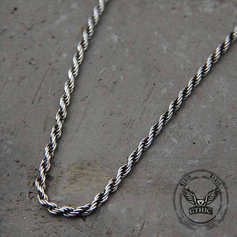 Twisted Cord Braided Sterling Silver Necklace