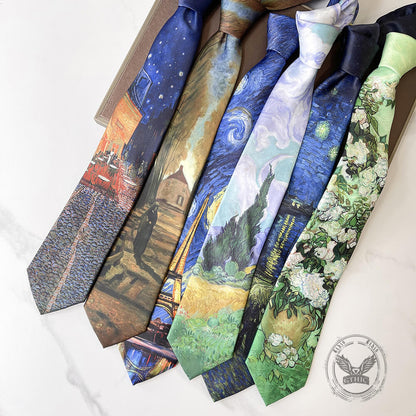 Van Gogh Oil Painting 8cm Starry Night Tie