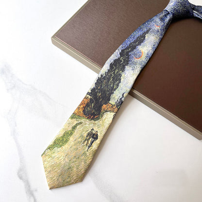 Van Gogh Oil Painting 8cm Starry Night Tie