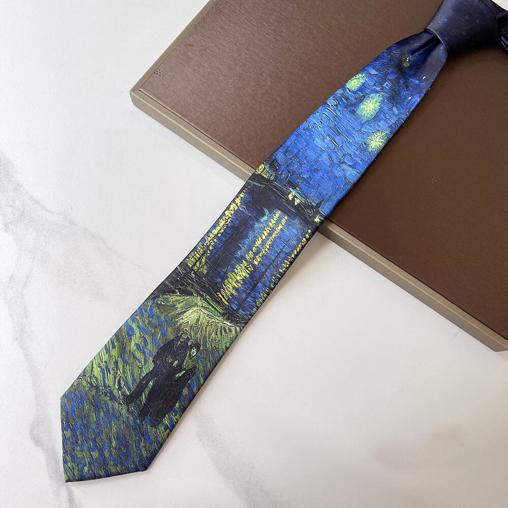 Van Gogh Oil Painting 8cm Starry Night Tie