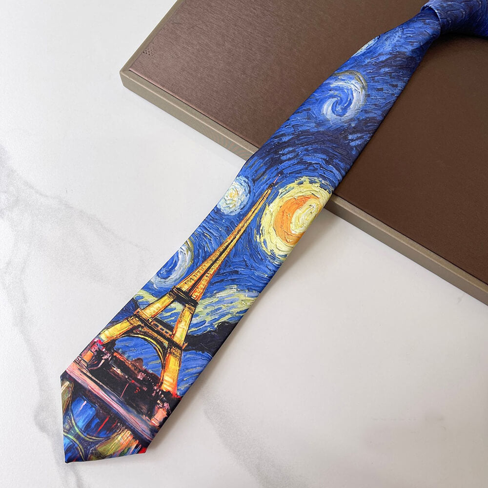 Van Gogh Oil Painting 8cm Starry Night Tie