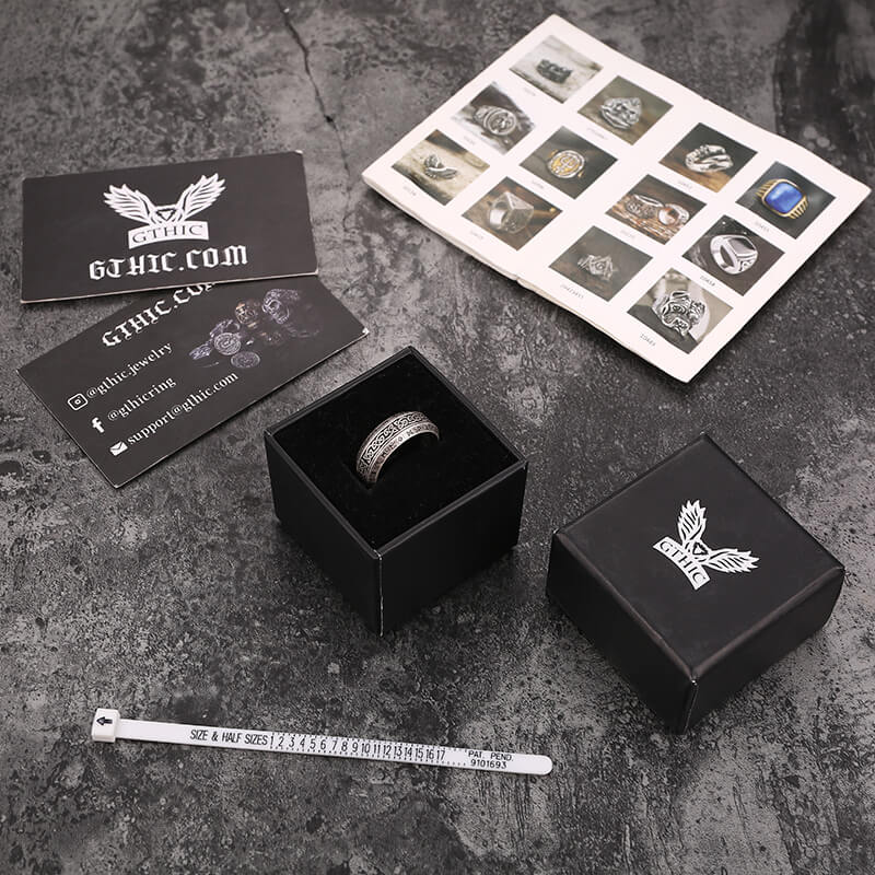 Viking Celtic Knot Runes Stainless Steel Band Ring