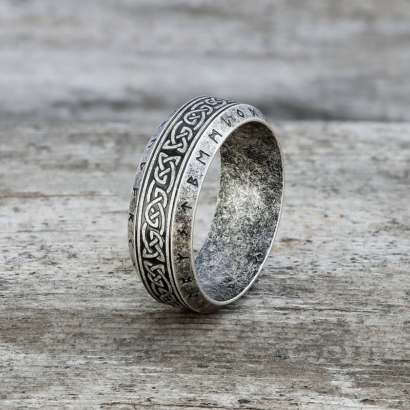 Viking Celtic Knot Runes Stainless Steel Band Ring