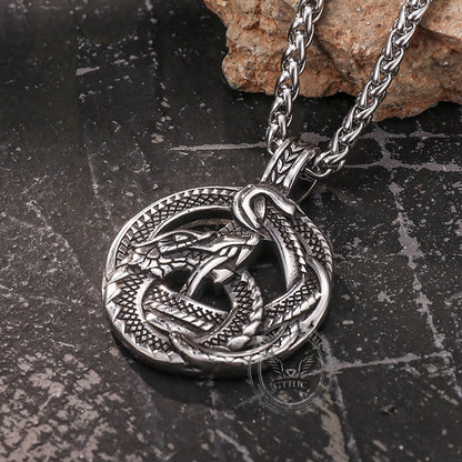 Viking Coiled Dragon Stainless Steel Pendant