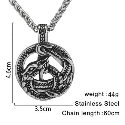 Viking Coiled Dragon Stainless Steel Pendant
