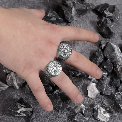 Viking Nordic Compass Stainless Steel Marine Ring