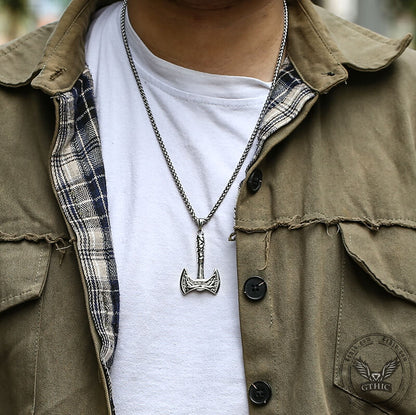 Viking Raven Axe Stainless Steel Pendant