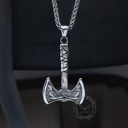 Viking Raven Axe Stainless Steel Pendant