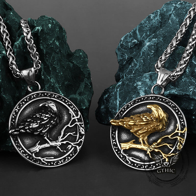Viking Raven Stainless Steel Nordic Pendant