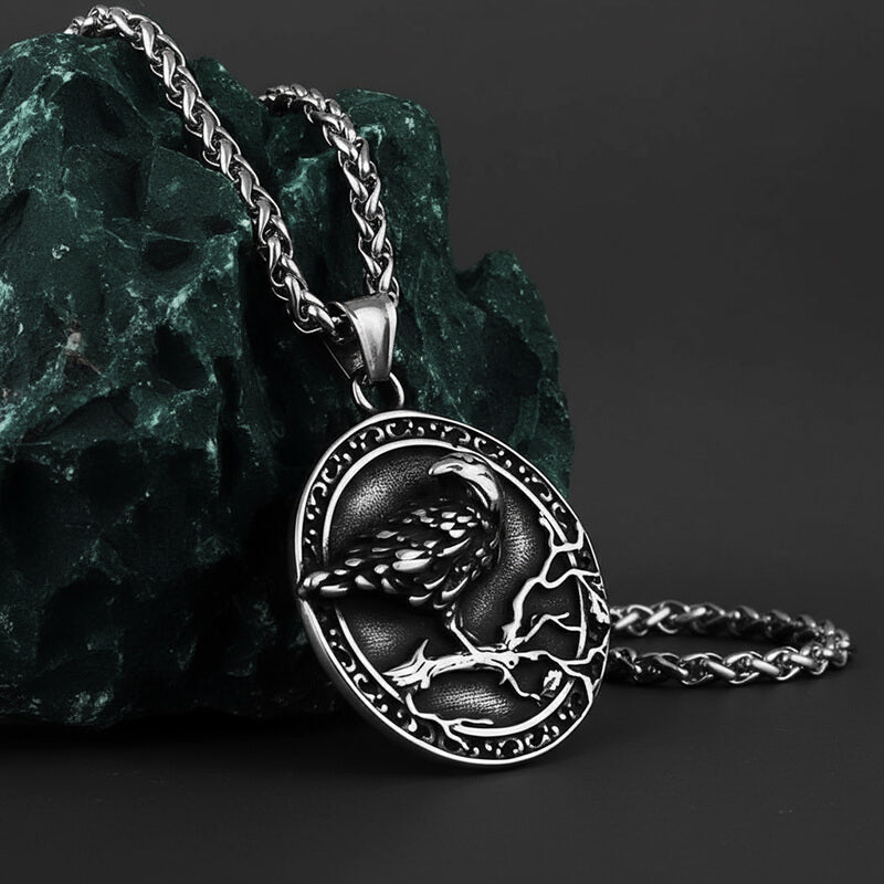 Viking Raven Stainless Steel Nordic Pendant