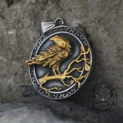 Viking Raven Stainless Steel Nordic Pendant