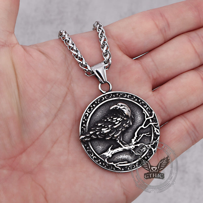 Viking Raven Stainless Steel Nordic Pendant