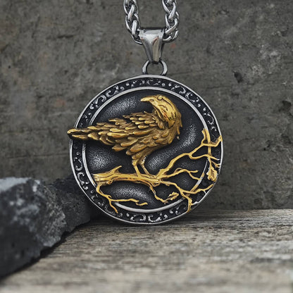 Viking Raven Stainless Steel Nordic Pendant