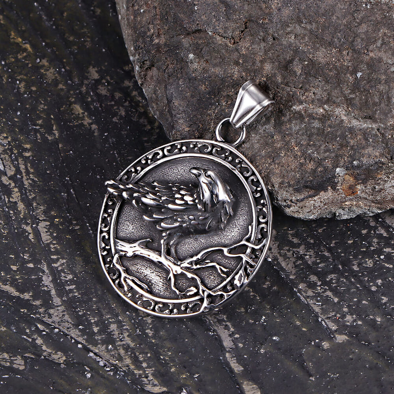 Viking Raven Stainless Steel Nordic Pendant