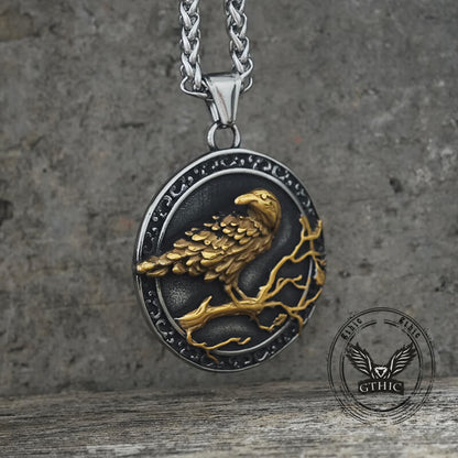 Viking Raven Stainless Steel Nordic Pendant