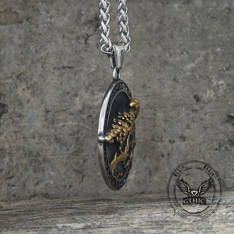 Viking Raven Stainless Steel Nordic Pendant