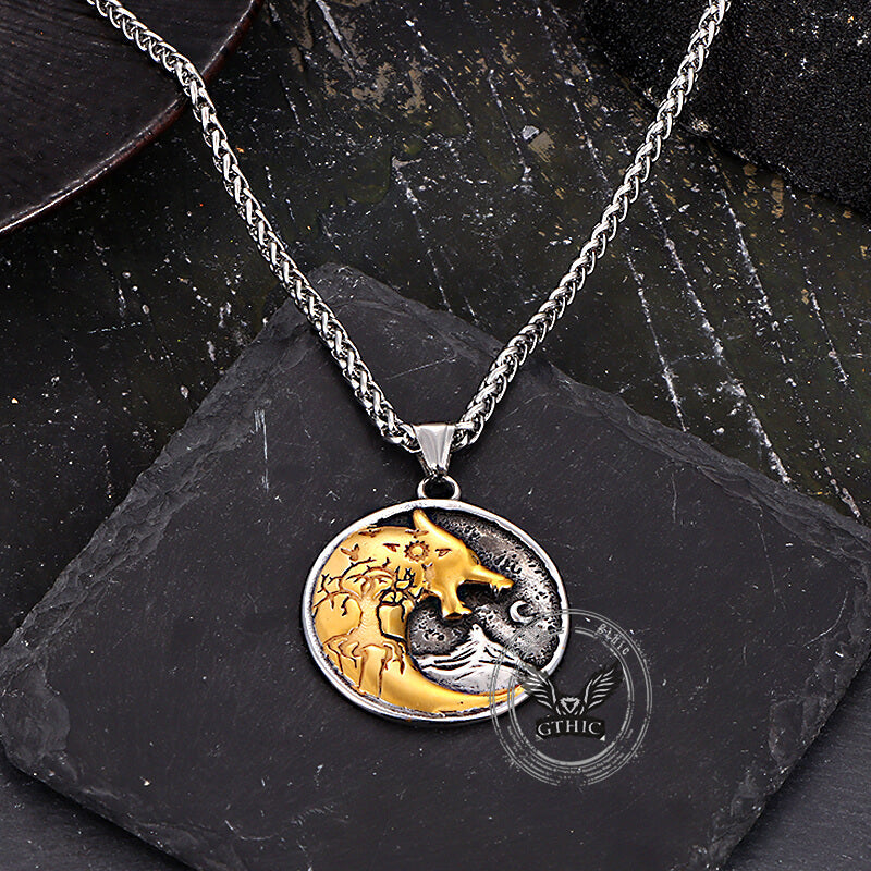 Viking Roaring Wolf Head Stainless Steel Pendant