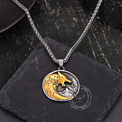 Viking Roaring Wolf Head Stainless Steel Pendant