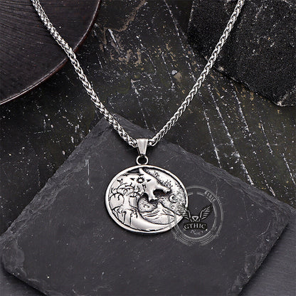 Viking Roaring Wolf Head Stainless Steel Pendant