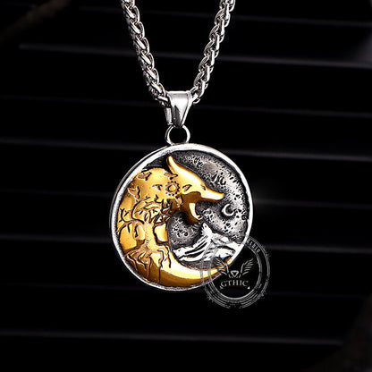 Viking Roaring Wolf Head Stainless Steel Pendant