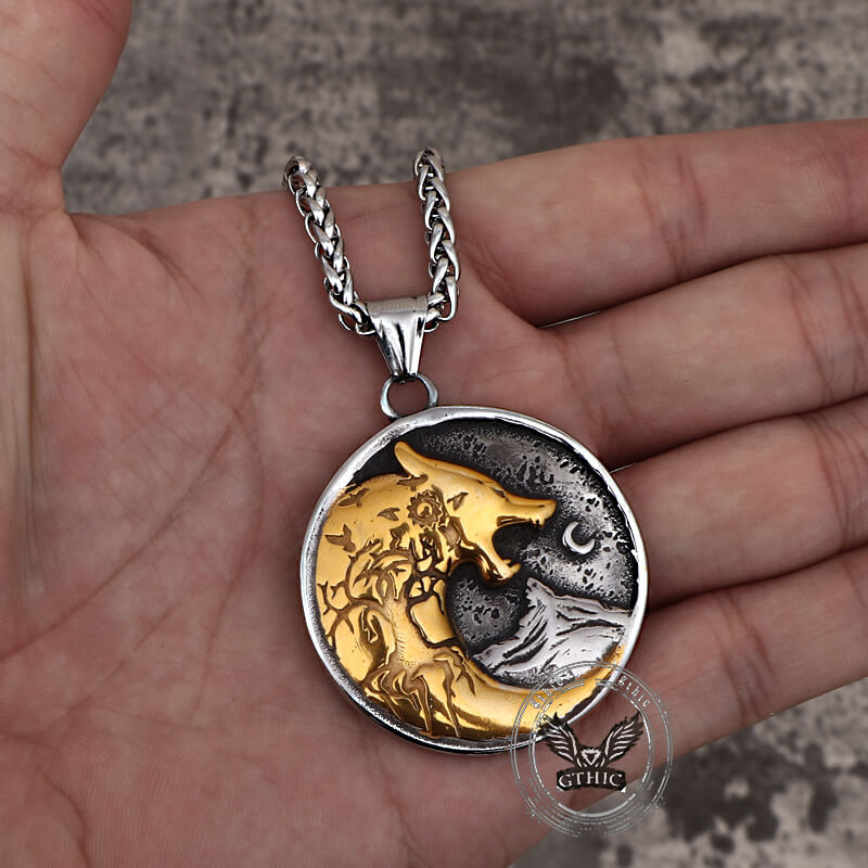 Viking Roaring Wolf Head Stainless Steel Pendant