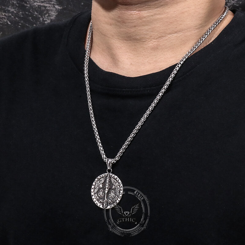 Viking Rune Odin Raven Stainless Steel Pendant