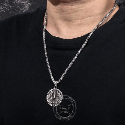 Viking Rune Odin Raven Stainless Steel Pendant