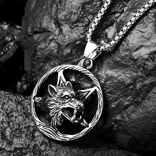 Viking Wolf Head Stainless Steel Pendant